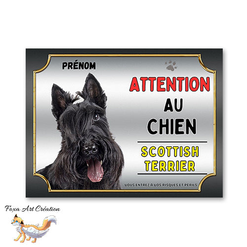 Plaque Scottish Terrier Attention au chien Panneau pancarte