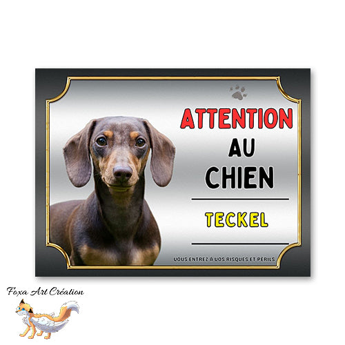 Plaque Teckel Attention au chien Panneau pancarte