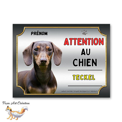 Plaque Teckel Attention au chien Panneau pancarte