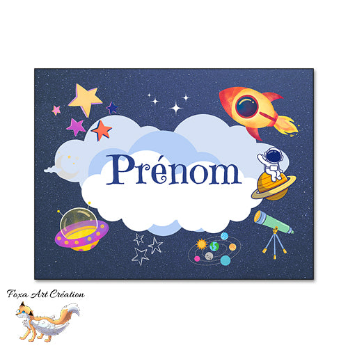 Plaque de Chambre Astronaute et Galaxie, Panneau de porte décoratif personnalisé