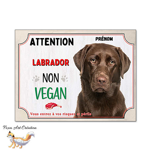 Plaque Humour "Attention Akita Américain - Je Ne Suis Pas Vegan" En Aluminium 15x20 Cm - Déco Murale Drôle Pour Propriétaires De Chiens