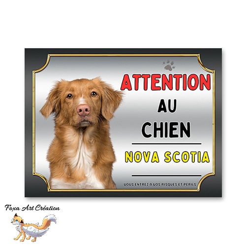 Plaque Nova Scotia Attention au chien Panneau pancarte