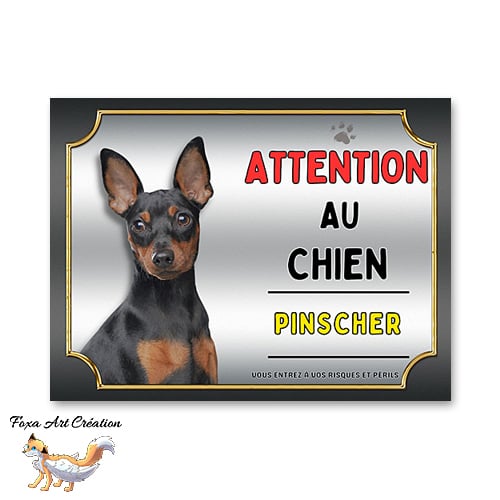 Plaque Pinscher Attention au chien Panneau pancarte