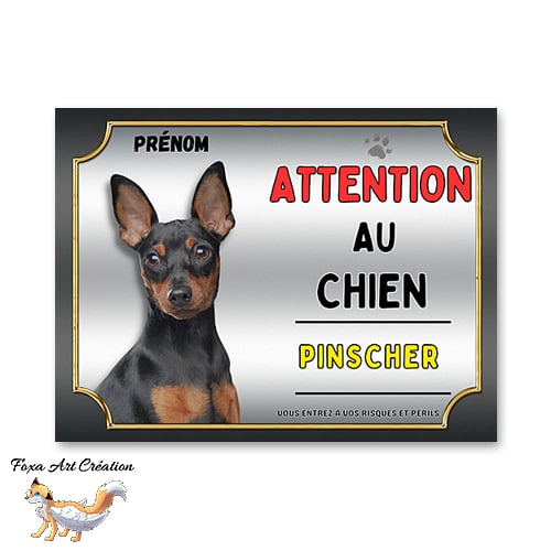 Plaque Pinscher Attention au chien Panneau pancarte