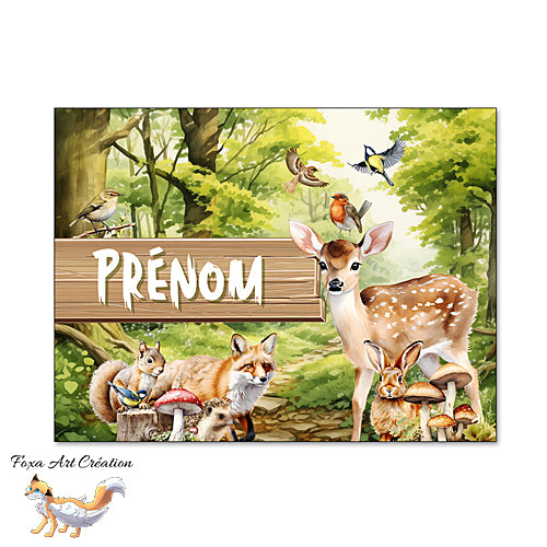 Plaque de Chambre Animaux de la Forêt, Panneau de porte décoratif personnalisé