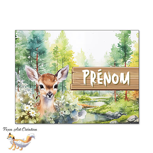 Plaque de Chambre Faon, Cerf, Biche, Animal de la Forêt, Panneau de porte décoratif personnalisé