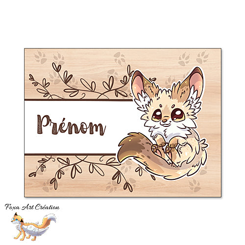 Plaque de Chambre Fennec Renard des Sables, Panneau de porte décoratif personnalisé