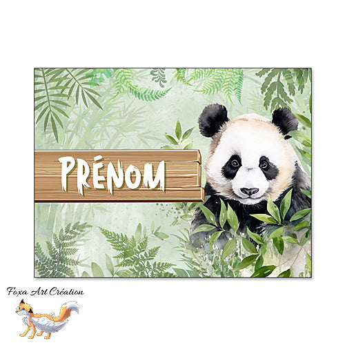 Plaque de Chambre Panda, Portrait, Panneau de porte décoratif personnalisé, modèle 1