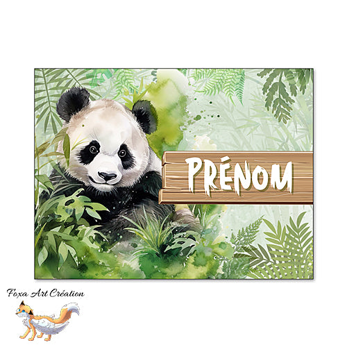 Plaque de Chambre Panda, Portrait, Panneau de porte décoratif personnalisé, modèle 2