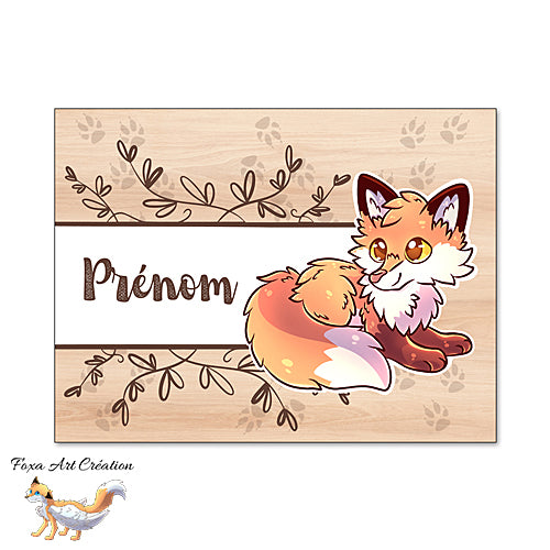 Plaque de Chambre Renard Roux Mignon, Panneau de porte décoratif personnalisé
