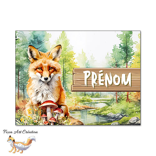 Plaque de Chambre Renard Roux Animal de la Forêt, Panneau de porte décoratif personnalisé