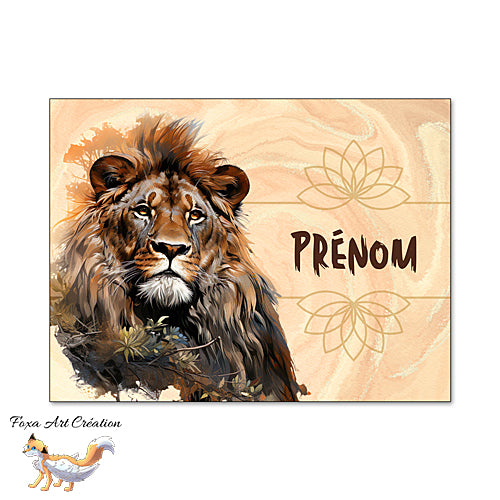 Plaque de Chambre Lion Portrait, Panneau de porte décoratif personnalisé