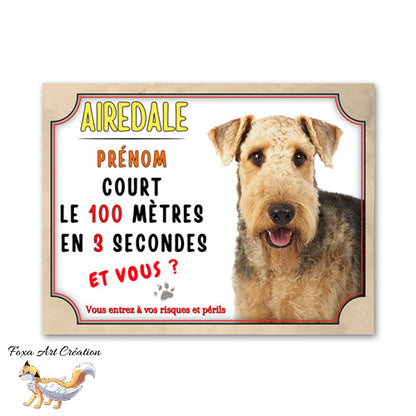 plaque attention au chien airedale court le 100m 