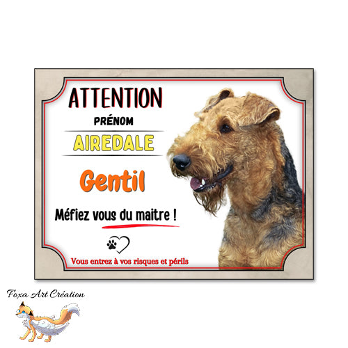 plaque attention au chien airedale monte la garde gentil mefiez vous du maitre 