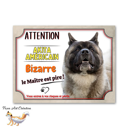 plaque attention au chien akita américain bizarre le maitre est pire 