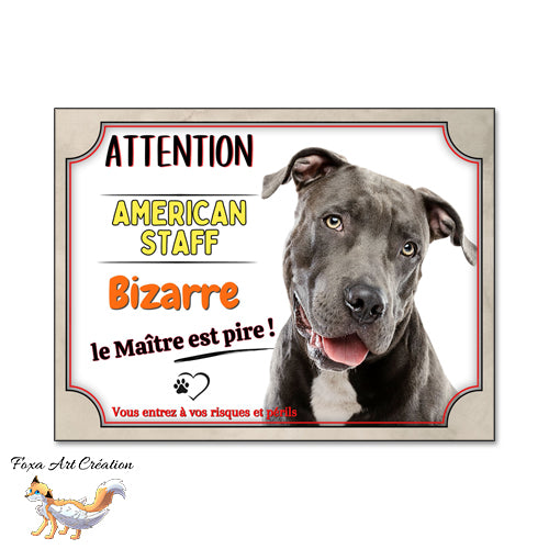 plaque attention au chien american staff amstaff je monte la garde bizarre 