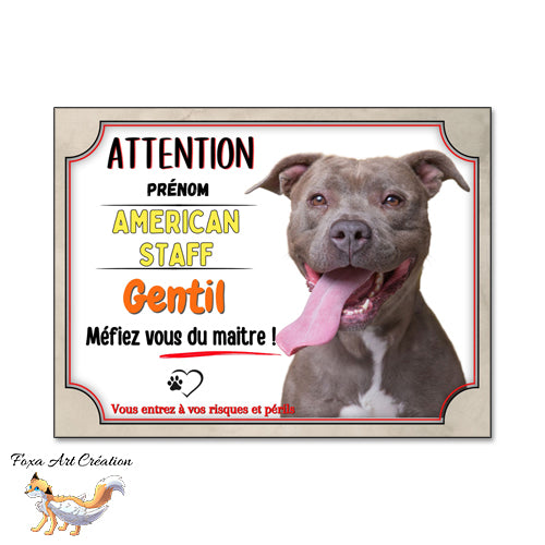 plaque attention au chien american staff amstaff je monte la garde gentil mefiez vous du maitre 