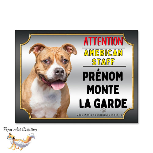plaque attention au chien american staff amstaff je monte la garde je monte la garde 