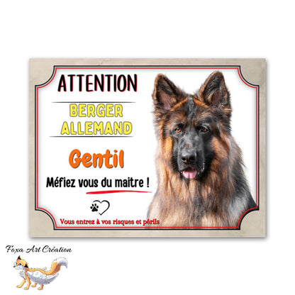 plaque attention au chien berger allemand gentil mefiez vous du maitre 
