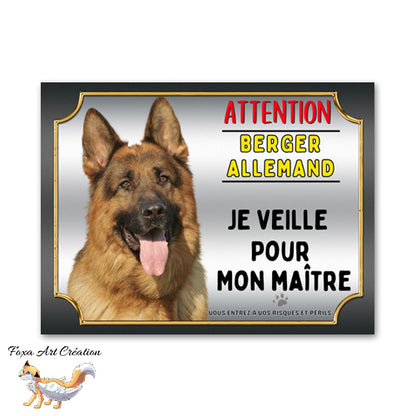plaque attention au chien berger allemand je veille pour mon maitre  