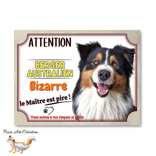 plaque attention au chien berger australien bizarre le maitre est pire 