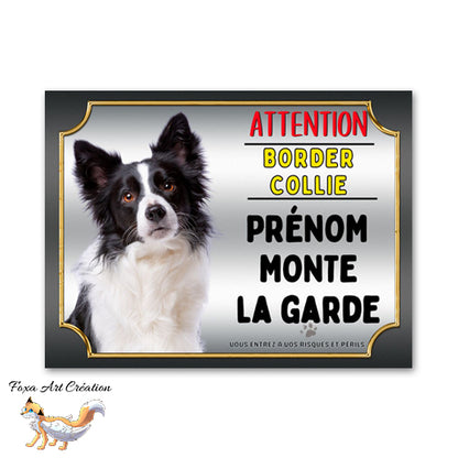 plaque attention au chien border collie je monte la garde