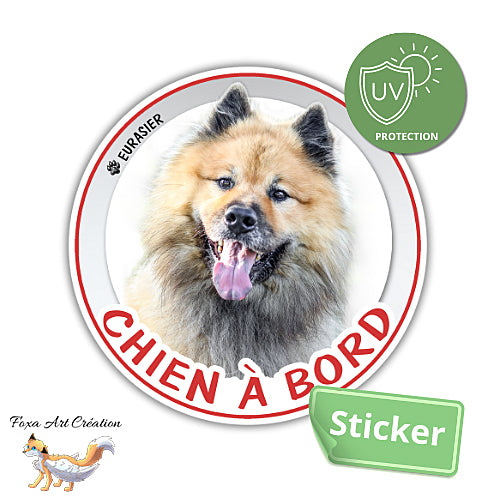 Sticker Chien à bord Eurasier Autocollant Voiture